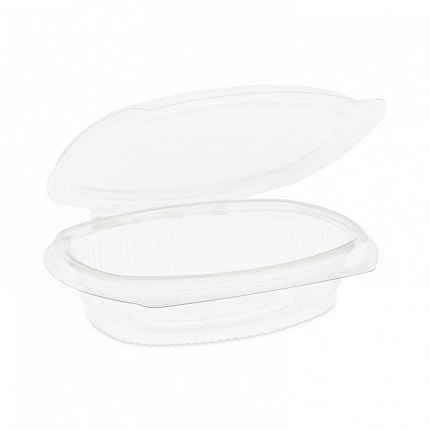 EarthChoice Recycled PET Hinged Container, 8 oz, 4.92 x 5.87 x 1.32, Clear, Plastic, 200/Carton (0CA910080000)