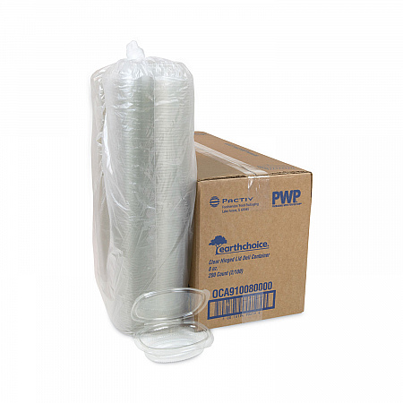 EarthChoice Recycled PET Hinged Container, 8 oz, 4.92 x 5.87 x 1.32, Clear, Plastic, 200/Carton (0CA910080000)
