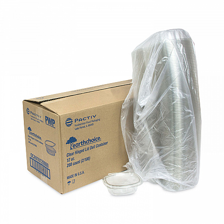 EarthChoice Recycled PET Hinged Container, 12 oz, 4.92 x 5.87 x 1.89, Clear, Plastic, 200/Carton (0CA910120000)