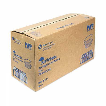 EarthChoice Recycled PET Hinged Container, 16 oz, 4.92 x 5.87 x 2.48, Clear, Plastic, 200/Carton (0CA910160000)