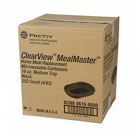 EarthChoice MealMaster Container, 16 oz, 8.12 x 6.5 x 1, Black, Plastic, 252/Carton (0CN846160000)