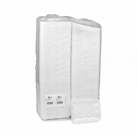 Meat Tray, #4D, 9.5 x 7 x 1.25, White, Foam, 500/Carton (0TF104D10000)