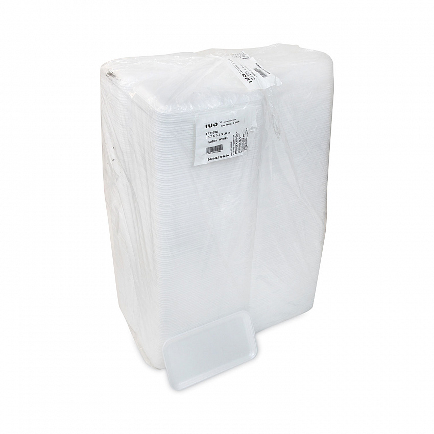 Supermarket Tray, #10S, 10.75 x 5.7 x 0.65, White, Foam, 500/Carton (0TF110S00000)