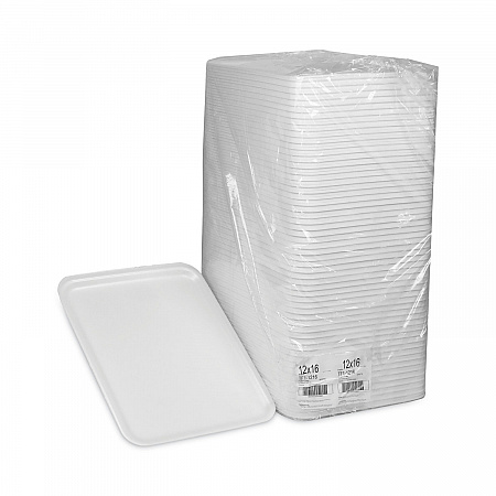 Supermarket Tray, #1216, 16.25 x 12.662 x 0.62, White, Foam, 100/Carton (0TF112160000)