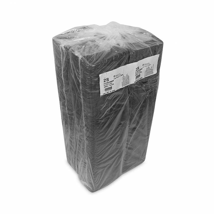 Supermarket Tray, #2S, 8.2 x 5.7 x 0.65, Black, Foam, 500/Carton (0TFB02S00000)