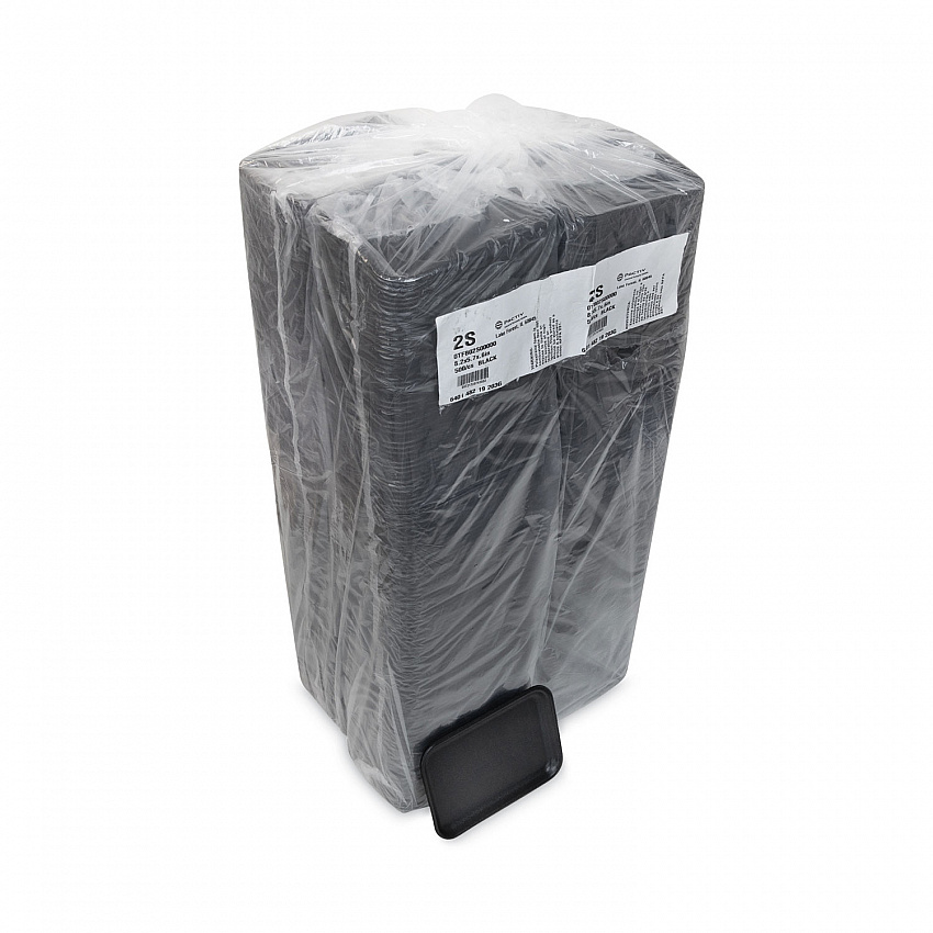 Supermarket Tray, #2S, 8.2 x 5.7 x 0.65, Black, Foam, 500/Carton (0TFB02S00000)