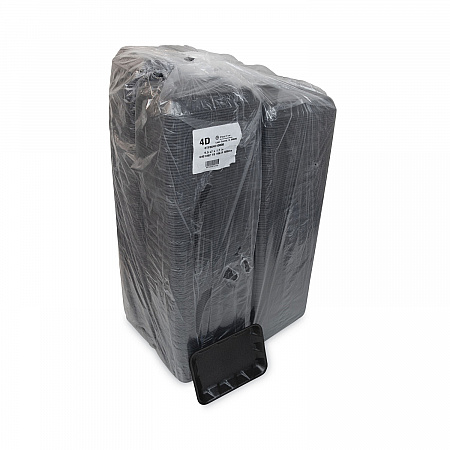 Supermarket Tray, #4D1, 9.5 x 7 x 1.25, Black, Foam, 500/Carton (0TFB04D10000)