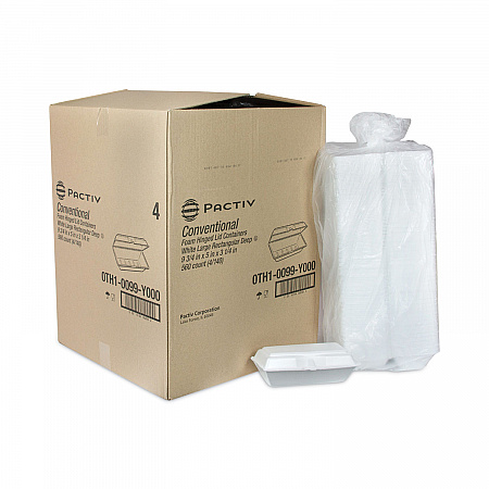 Foam Hinged Lid Containers, Single Tab Lock Hoagie, 9.8 x 5 x 3.3, White, 560/Carton (0TH10099Y000)