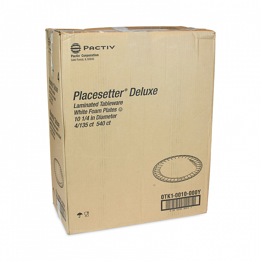 Placesetter Deluxe Laminated Foam Dinnerware, Plate, 10.25" dia, White, 540/Carton (0TK10010000Y)