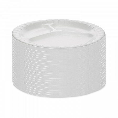 Placesetter Deluxe Laminated Foam Dinnerware, 3-Compartment Plate, 8.88