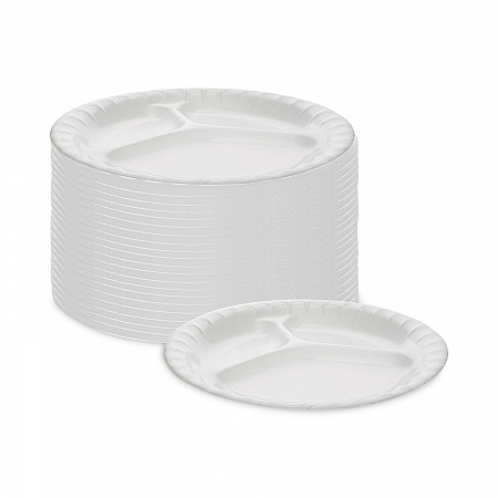 Placesetter Deluxe Laminated Foam Dinnerware, 3-Compartment Plate, 8.88