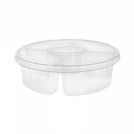 Dip Cup Platter, 4 Compartments, 64 oz, 10