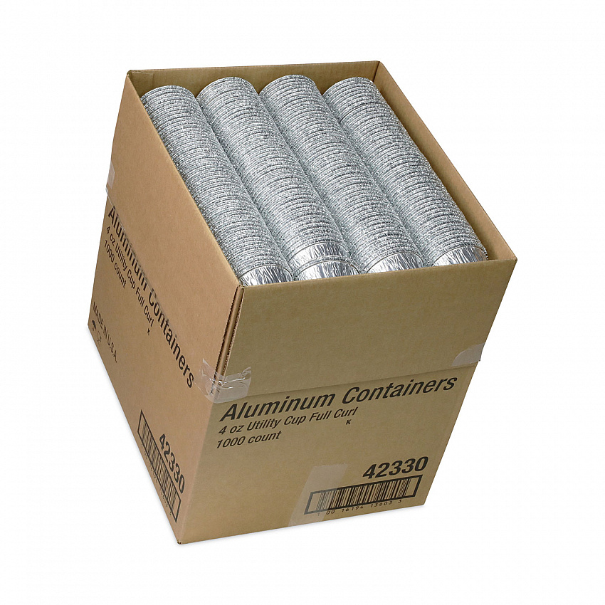 Aluminum Take-Out Container, 4 oz, 2.94" Diameter x 1.66" h, Silver, 1,000/Carton (42330)
