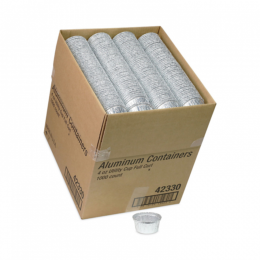 Aluminum Take-Out Container, 4 oz, 2.94" Diameter x 1.66" h, Silver, 1,000/Carton (42330)