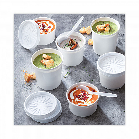 Paper Round Food Container and Lid Combo, 12 oz, 3.8