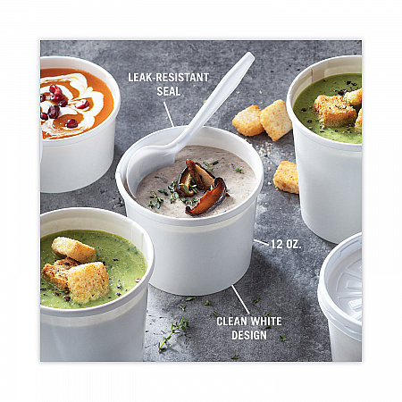 Paper Round Food Container and Lid Combo, 12 oz, 3.8