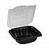 EarthChoice Vented Dual Color Microwavable Hinged Lid Container, 16 oz, 6 x 6 x 3.1, Black/Clear, Plastic, 321/Carton (DC6610B000)