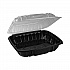 EarthChoice Vented Dual Color Microwavable Hinged Lid Container, 66 oz, 10.5 x 9.5 x 3.1, Black/Clear, Plastic, 132/Carton (DC109100B000)