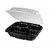 EarthChoice Vented Dual Color Microwavable Hinged Lid Container, 3 Compartments, 54 oz, Black/Clear, Plastic, 132/Carton (DC109310B000)