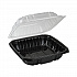 EarthChoice Vented Dual Color Microwavable Hinged Lid Container, 28 oz, 7.5 x 7.5 x 3.1, Black/Clear, Plastic, 150/Carton (DC757100B000)