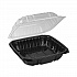 EarthChoice Vented Dual Color Microwavable Hinged Lid Container, 38 oz, 8.5 x 8.6 x 3.1, Black/Clear, Plastic, 150/Carton (DC858100B000)