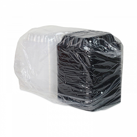 EarthChoice Vented Dual Color Microwavable Hinged Lid Container, 38 oz, 8.5 x 8.6 x 3.1, Black/Clear, Plastic, 150/Carton (DC858100B000)