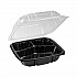 EarthChoice Vented Dual Color Microwavable Hinged Lid Container, 3 Compartments, 33 oz, Black/Clear, Plastic, 150/Carton (DC858310B000)