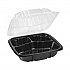 EarthChoice Vented Dual Color Microwavable Hinged Lid Container, 3 Compartment Base/Lid, 33 oz, Black/Clear, Plastic, 150/CT (DC858330B000)