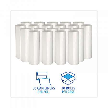 High-Density Can Liners, 10 gal, 6 mic, 24