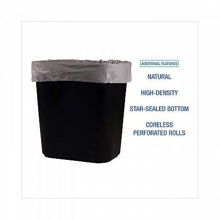 High-Density Can Liners, 10 gal, 6 mic, 24