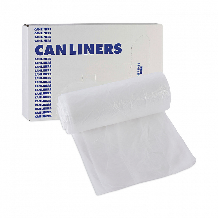 High-Density Can Liners, 10 gal, 6 mic, 24" x 23", Natural, Perforated Roll, 50 Bags/Roll, 20 Rolls/Carton (242306)