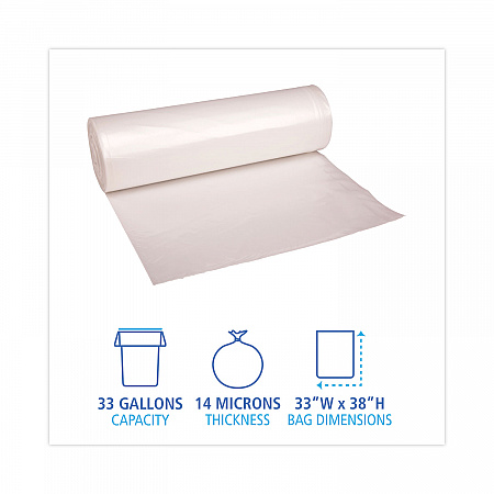 High-Density Can Liners, 33 gal, 14 mic, 33