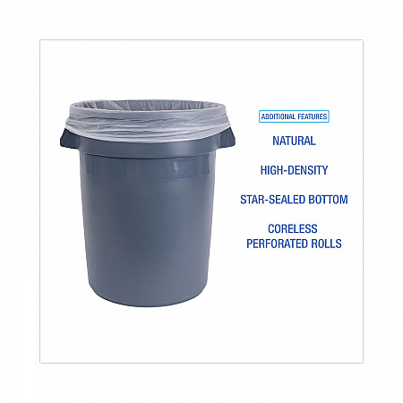 High-Density Can Liners, 33 gal, 14 mic, 33