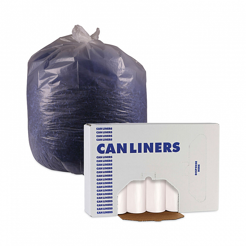 High-Density Can Liners, 33 gal, 14 mic, 33" x 38", Natural, Perforated Roll, 25 Bags/Roll, 10 Rolls/Carton (334016)