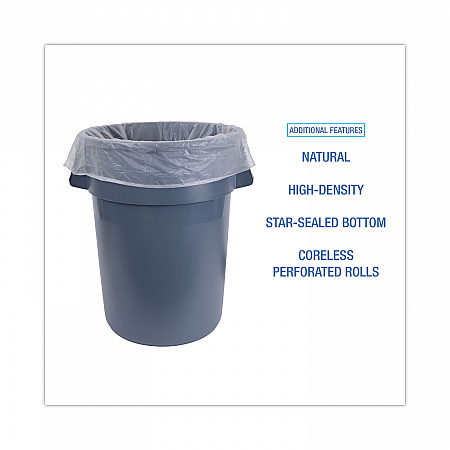 High-Density Can Liners, 60 gal, 11 mic, 38