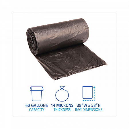 High-Density Can Liners, 60 gal, 14 mic, 38