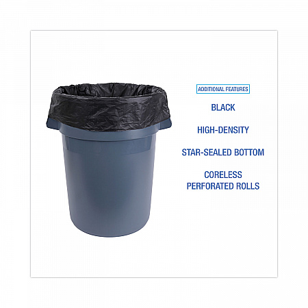 High-Density Can Liners, 60 gal, 14 mic, 38