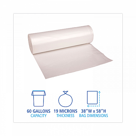 High-Density Can Liners, 60 gal, 19 mic, 38