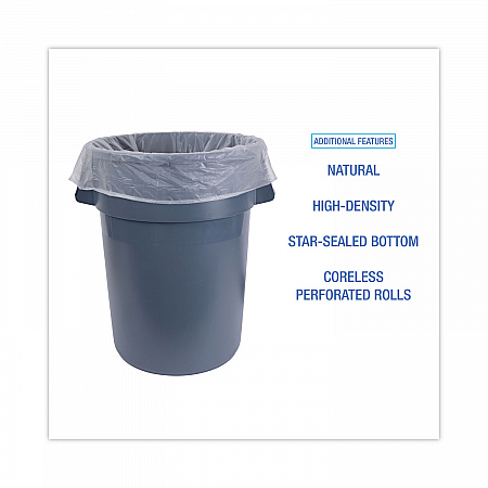 High-Density Can Liners, 60 gal, 19 mic, 38
