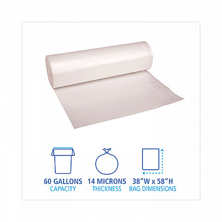 High-Density Can Liners, 60 gal, 14 mic, 38