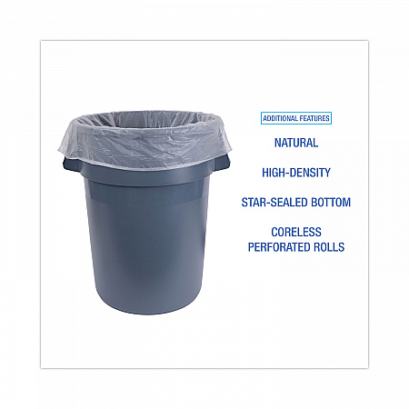 High-Density Can Liners, 45 gal, 19 mic, 40
