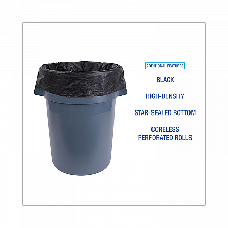 High-Density Can Liners, 45 gal, 19 mic, 40