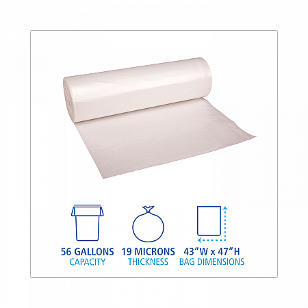 High-Density Can Liners, 56 gal, 19 mic, 43