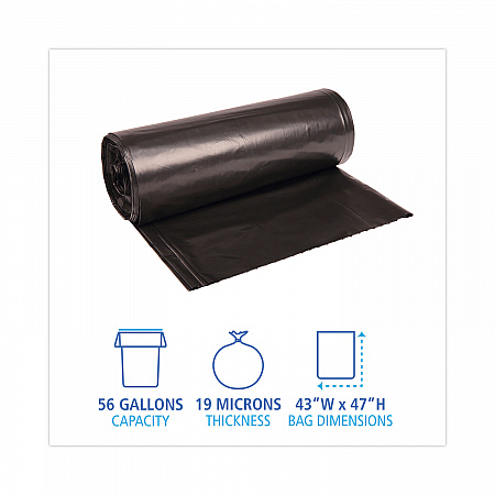 High-Density Can Liners, 56 gal, 19 mic, 43