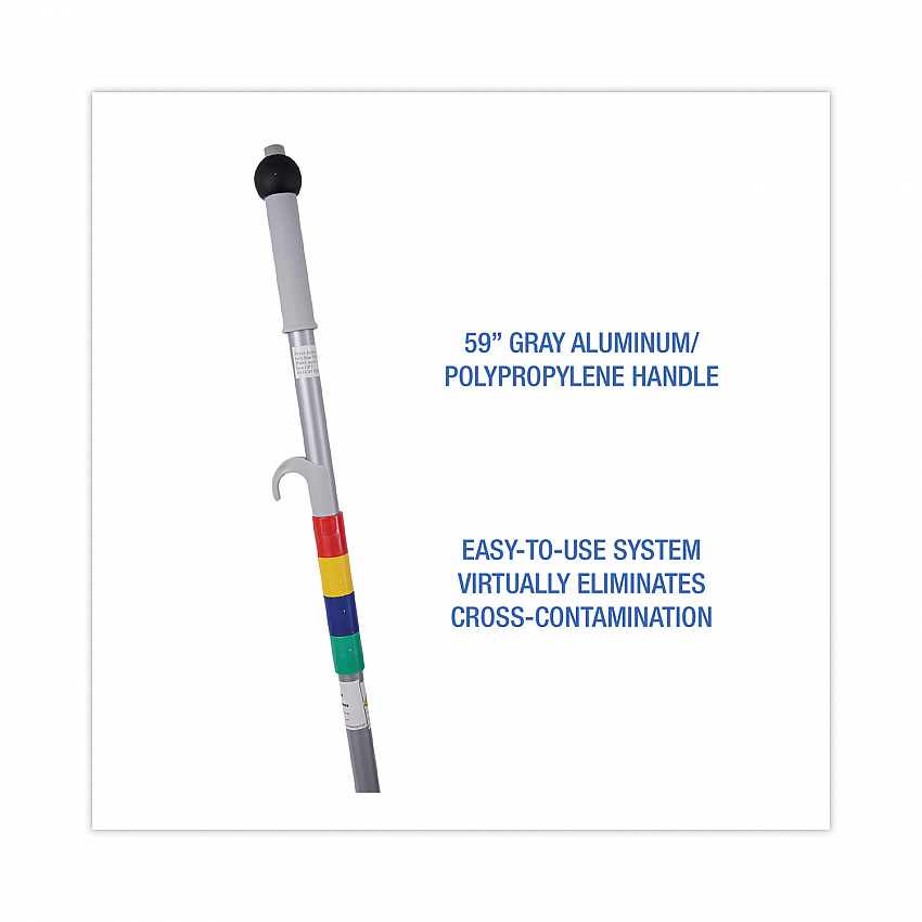 Bucketless Microfiber Mop System, 5 x 18 Blue Microfiber Head, 59" Gray Aluminum/Polypropylene Handle (BWMS16MFM)
