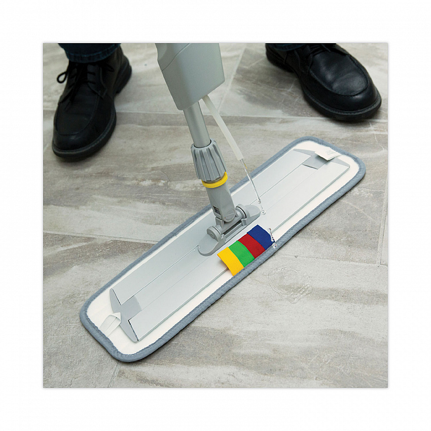 Bucketless Microfiber Mop System, 5 x 18 Blue Microfiber Head, 59" Gray Aluminum/Polypropylene Handle (BWMS16MFM)