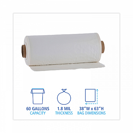 Industrial Can Liner Rolls, 60 gal, 1.8 mil, 21