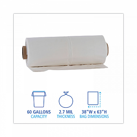 Industrial Can Liner Rolls, 60 gal, 2.7 mil, 21