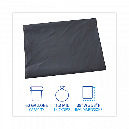 Linear Low Density Industrial Can Liners, 60 gal, 1.3 mil, 38