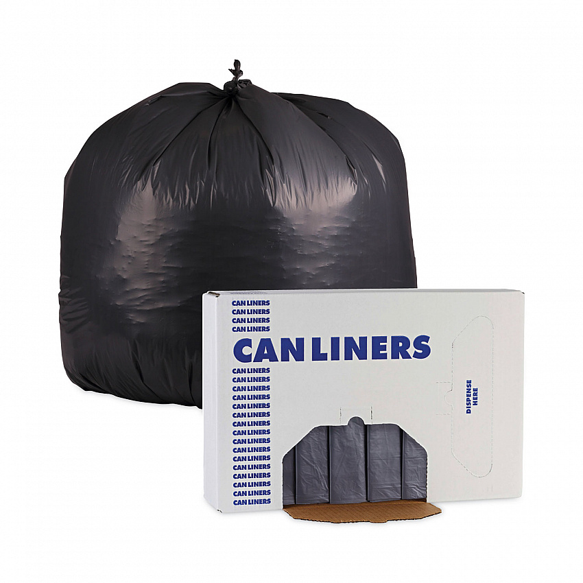 Linear Low Density Industrial Can Liners, 60 gal, 1.3 mil, 38" x 58", Gray, Flat Pack, 100/Carton (G3858G)